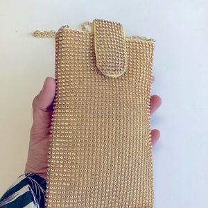 Gold crossbody bag purse with rhinestones